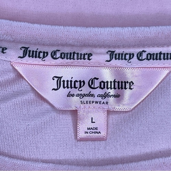 LARGE JUICY COUTURE PINK VELOUR CROP TOP STUDDED TEE STRETCH - Picture 8 of 10